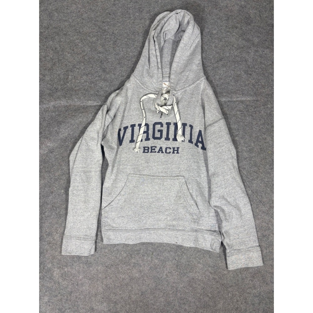 Too Cool Authentic Vintage‎ Virginia Beach Crewneck Hoodie Grey Cotton Polyester